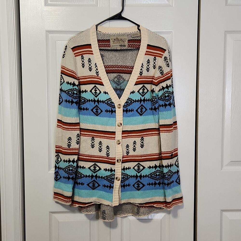 Powder River Outfitters Women's Long Line Button Front Cardigan Size Med Western